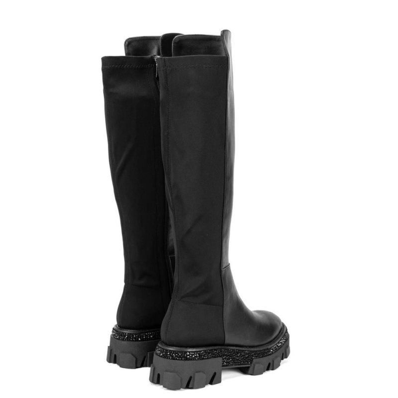 Bottes Plates Alma En Pena Plates Plateforme Boot Noir Jaune Femme | GHL-72130312